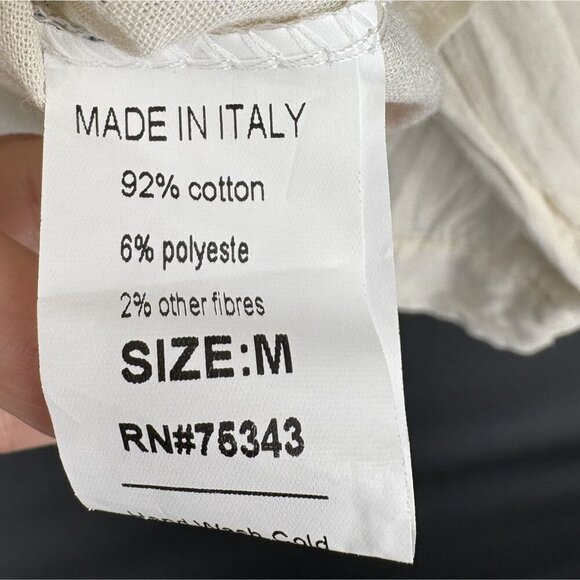 Civico 51 Womens Paisley Embroidered Button Up Shirt M Ivory Blue Made in Italy - Picture 5 of 9